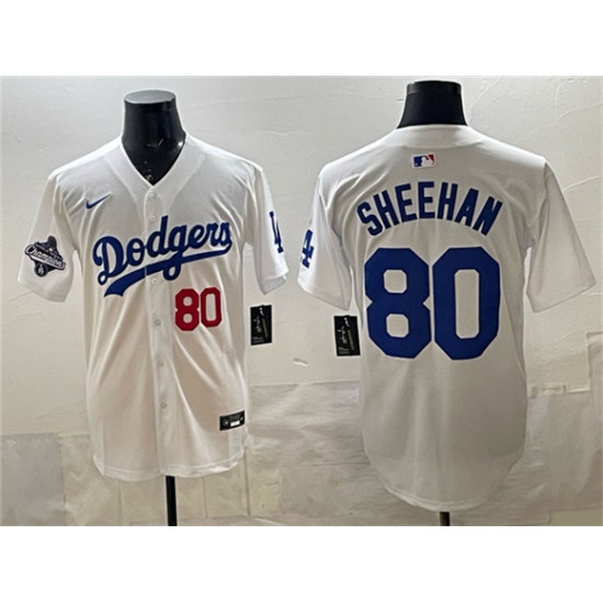 Men's Los Angeles Dodgers #80 Emmet Sheehan White 2025 World Series Champions Limited Stitched Baseball Jersey - Ujersey