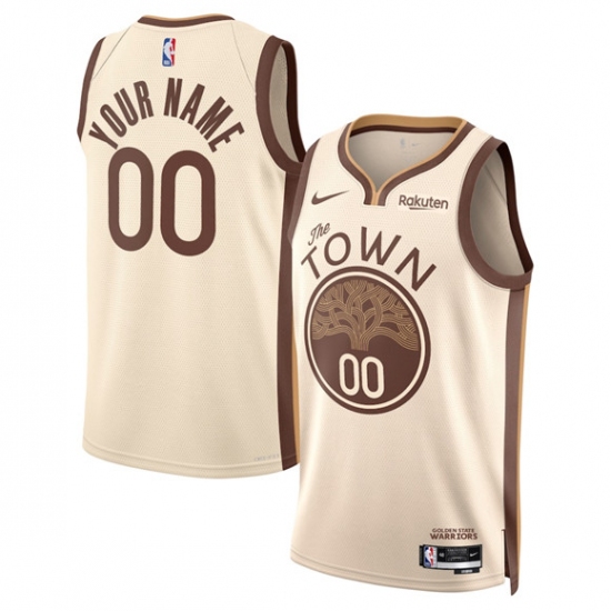 Men's Golden State Warriors Active Player Custom Tan 2025-26 City Edition Stitched Basketball Jersey - Ujersey