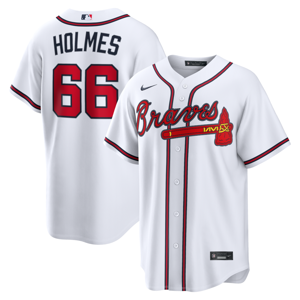 Men's Atlanta Braves Grant Holmes Nike White Home Replica Jersey - U-jersey