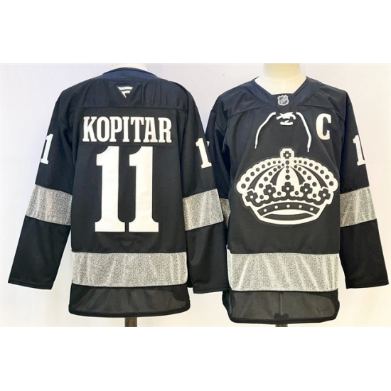 Men's Los Angeles Kings #11 Anze Kopitar Black With C Alternate Stitched Hockey Jersey - Ujersey