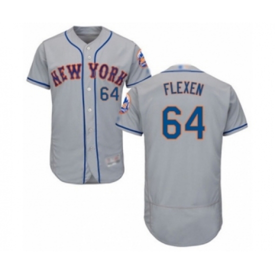 Men's New York Mets #64 Chris Flexen Grey Road Flex Base Authentic Collection Baseball Player Jersey - Ujersey