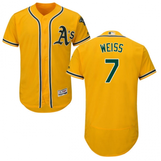 Men's Majestic Oakland Athletics #7 Walt Weiss Gold Alternate Flex Base Authentic Collection MLB Jersey - Ujersey