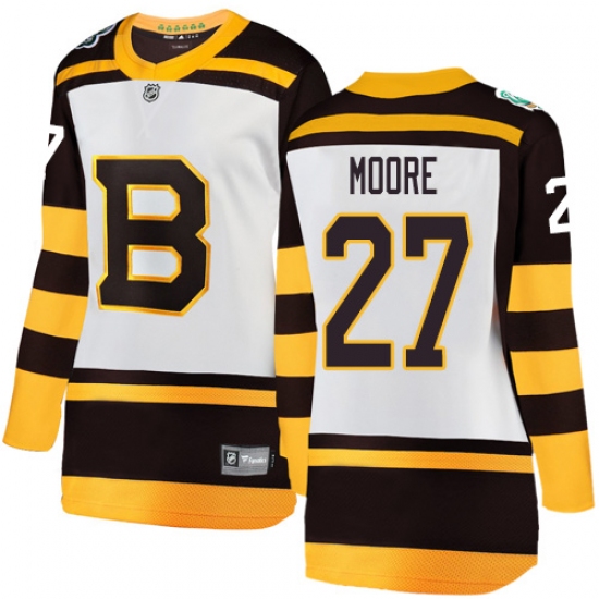 Women's Boston Bruins #27 John Moore White 2019 Winter Classic Fanatics Branded Breakaway NHL Jersey - Ujersey