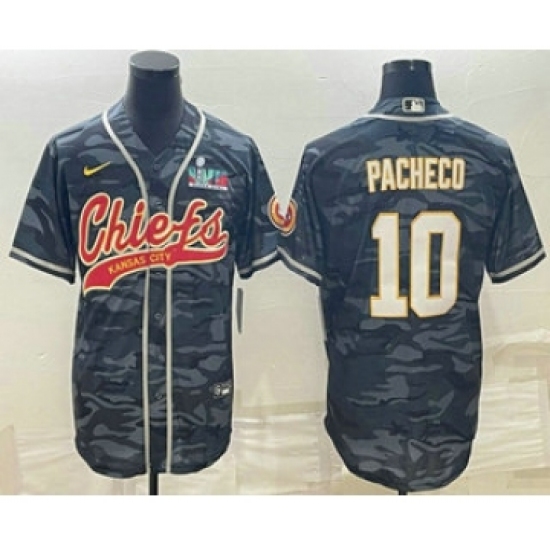 Men's Kansas City Chiefs #10 Isiah Pacheco Grey Camo With Super Bowl LVII Patch Cool Base Stitched Baseball Jersey - Ujersey