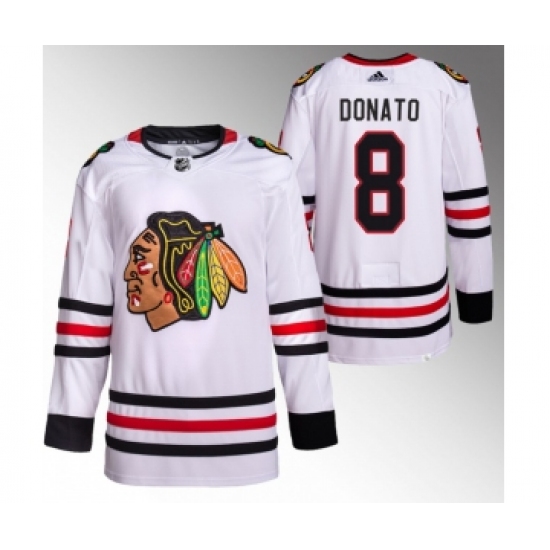 Men's Chicago Blackhawks #8 Ryan Donato White Stitched Hockey Jersey - Ujersey