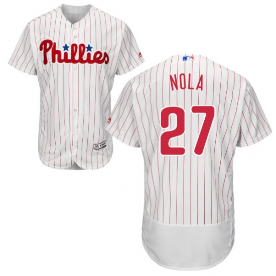 Men's Majestic Philadelphia Phillies #27 Aaron Nola White Home Flex Base Authentic Collection MLB Jersey - Ujersey