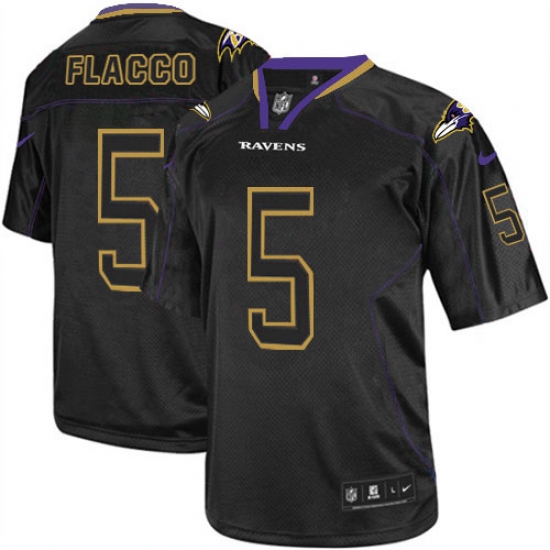 Youth Nike Baltimore Ravens #5 Joe Flacco Elite Lights Out Black NFL Jersey - Ujersey