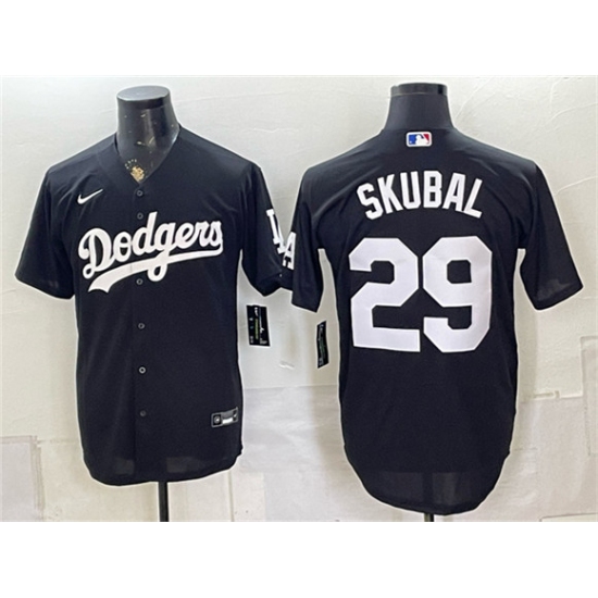 Men's Los Angeles Dodgers #29 Tarik Skubal Black Cool Base Stitched Baseball Jersey - Ujersey