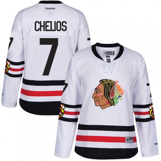 Women's Reebok Chicago Blackhawks #7 Chris Chelios Authentic White 2017 Winter Classic NHL Jersey - Ujersey