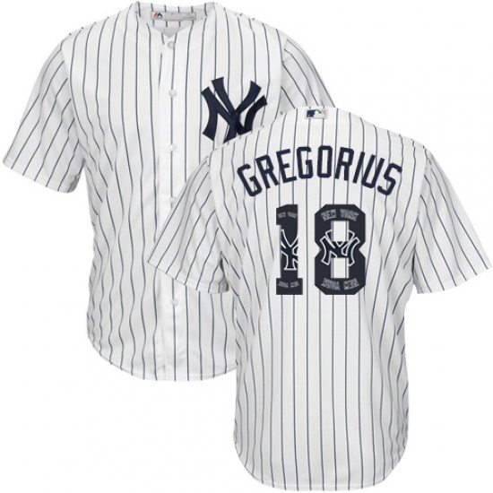 Men's Majestic New York Yankees #18 Didi Gregorius Authentic White Team Logo Fashion MLB Jersey - Ujersey