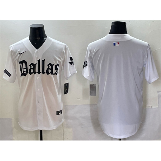 Men's Dallas Cowboys Blank White 'Gothic Lone Star Edition' Limited Stitched Baseball Jersey - Ujersey
