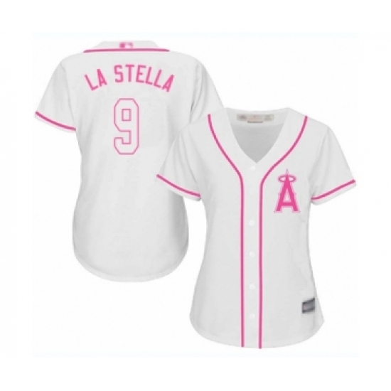 Women's Los Angeles Angels of Anaheim #9 Tommy La Stella Authentic White Fashion Cool Base Baseball Jersey - Ujersey