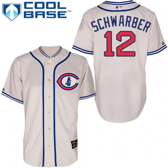 Men's Majestic Chicago Cubs #12 Kyle Schwarber Authentic Cream 1929 Turn Back The Clock MLB Jersey - Ujersey