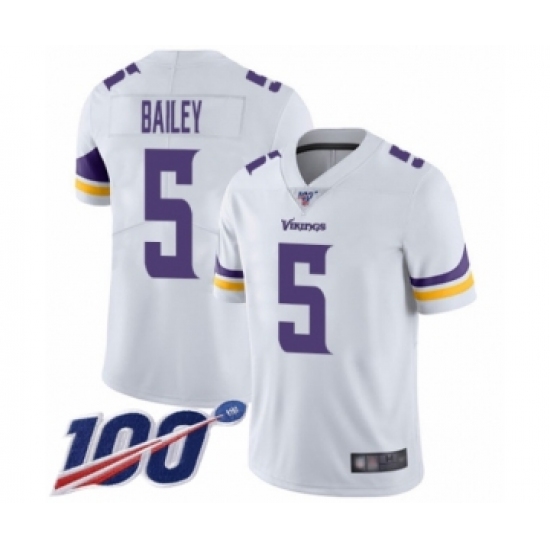 Men's Minnesota Vikings #5 Dan Bailey White Vapor Untouchable Limited Player 100th Season Football Jersey - Ujersey
