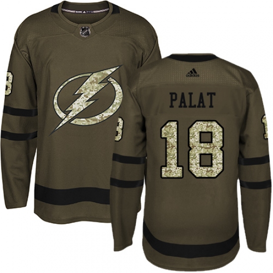 Youth Adidas Tampa Bay Lightning #18 Ondrej Palat Authentic Green Salute to Service NHL Jersey - Ujersey
