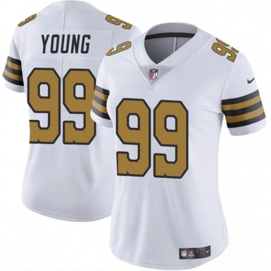 Women's New Orleans Saints #99 Chase Young White Color Rush Vapor Stitched Game Jersey - Ujersey