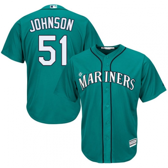 Youth Majestic Seattle Mariners #51 Randy Johnson Replica Teal Green Alternate Cool Base MLB Jersey - Ujersey