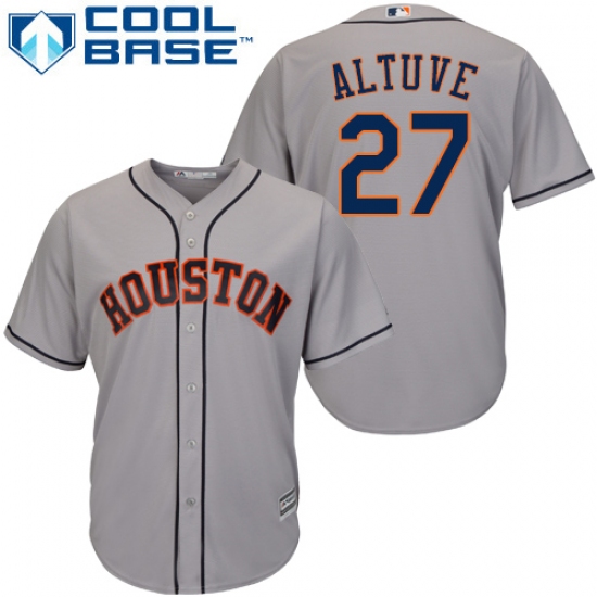 Youth Majestic Houston Astros #27 Jose Altuve Authentic Grey Road Cool Base MLB Jersey - Ujersey