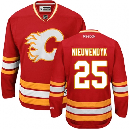 Men's Reebok Calgary Flames #25 Joe Nieuwendyk Premier Red Third NHL Jersey - Ujersey