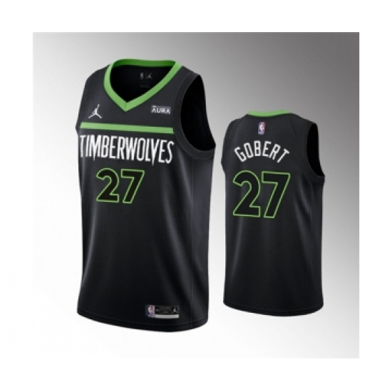 Men's Minnesota Timberwolves #27 Rudy Gobert Black Statement Edition Stitched Jersey - Ujersey