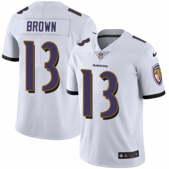 Youth Nike Baltimore Ravens #13 John Brown White Vapor Untouchable Limited Player NFL Jersey - Ujersey