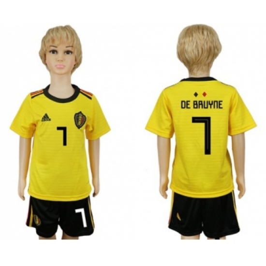 Belgium #7 De Bruyane Away Kid Soccer Country Jersey
