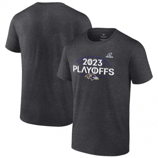 Men's Baltimore Ravens Heather Charcoal 2023 Playoffs T-Shirt - Ujersey