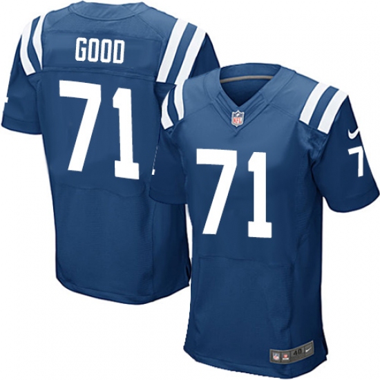 Men's Nike Indianapolis Colts #71 Denzelle Good Elite Royal Blue Team Color NFL Jersey - Ujersey