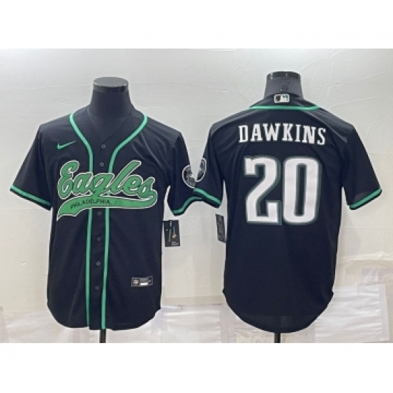 Men's Philadelphia Eagles #20 Brian Dawkins Black Stitched Cool Base Nike Baseball Jersey - Ujersey