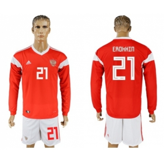 Russia #21 Erokhin Red Home Long Sleeves Soccer Country Jersey