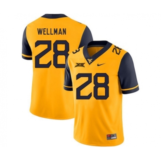 West Virginia Mountaineers 28 Elijah Wellman Gold College Football Jersey - Ujersey