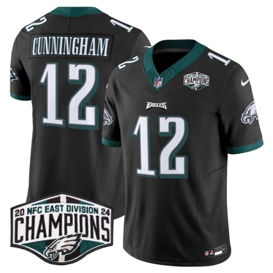 Men's Philadelphia Eagles #12 Randall Cunningham Black 2024 NFC East Champions F.U.S.E. Vapor Untouchable Limited Stitched Football Jersey - Ujersey