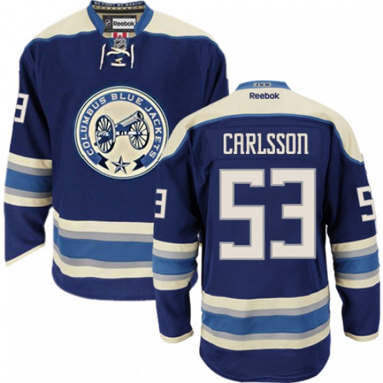 Youth Reebok Columbus Blue Jackets #53 Gabriel Carlsson Authentic Navy Blue Third NHL Jersey - Ujersey