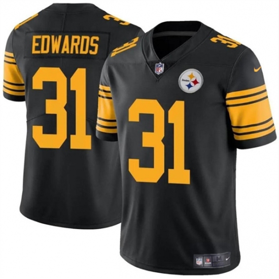 Men's Pittsburgh Steelers #31 Daijun Edwards Black Color Rush Limited Football Stitched Jersey - Ujersey