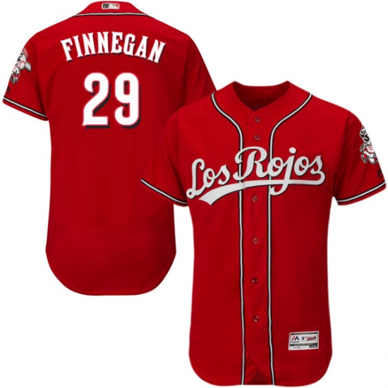 Men's Majestic Cincinnati Reds #29 Brandon Finnegan Red Los Rojos Flexbase Authentic Collection MLB Jersey - Ujersey