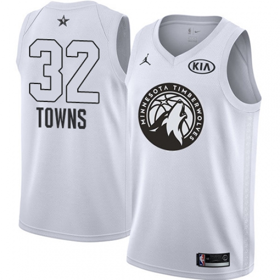 Youth Nike Jordan Minnesota Timberwolves #32 Karl-Anthony Towns Swingman White 2018 All-Star Game NBA Jersey - Ujersey