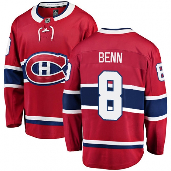 Youth Montreal Canadiens #8 Jordie Benn Authentic Red Home Fanatics Branded Breakaway NHL Jersey - Ujersey