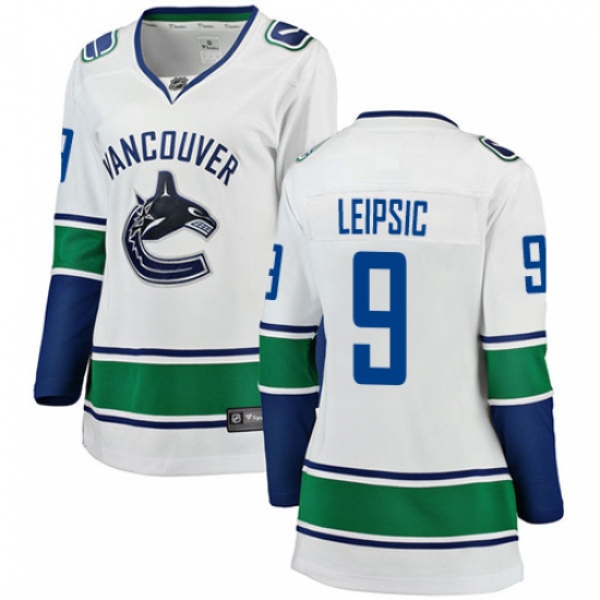 Women's Vancouver Canucks #9 Brendan Leipsic Fanatics Branded White Away Breakaway NHL Jersey - Ujersey