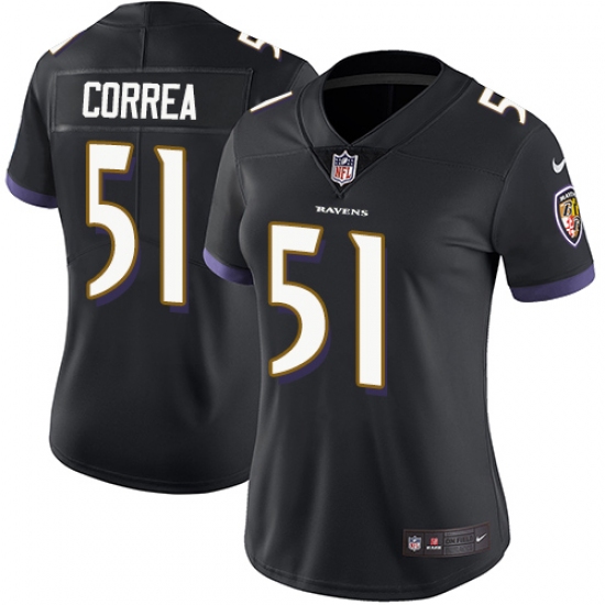 Women's Nike Baltimore Ravens #51 Kamalei Correa Black Alternate Vapor Untouchable Limited Player NFL Jersey - Ujersey