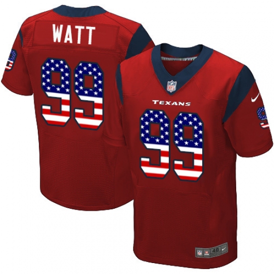 Men's Nike Houston Texans #99 J.J. Watt Elite Red Alternate USA Flag Fashion NFL Jersey - ujerseystore