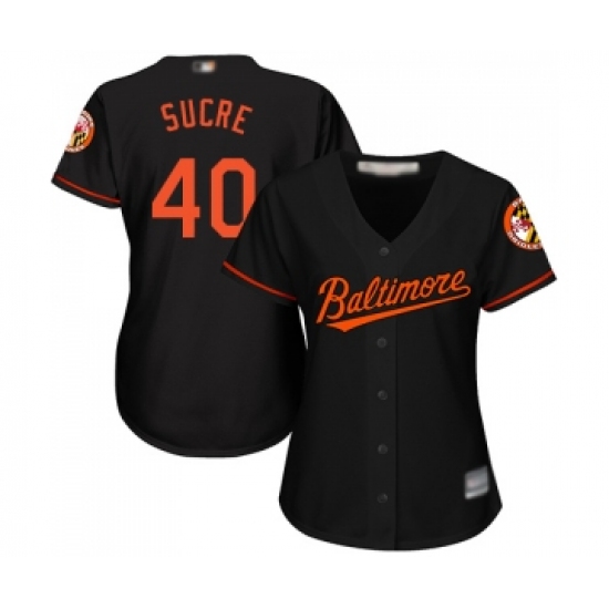 Women's Baltimore Orioles #40 Jesus Sucre Replica Black Alternate Cool Base Baseball Jersey - Ujersey