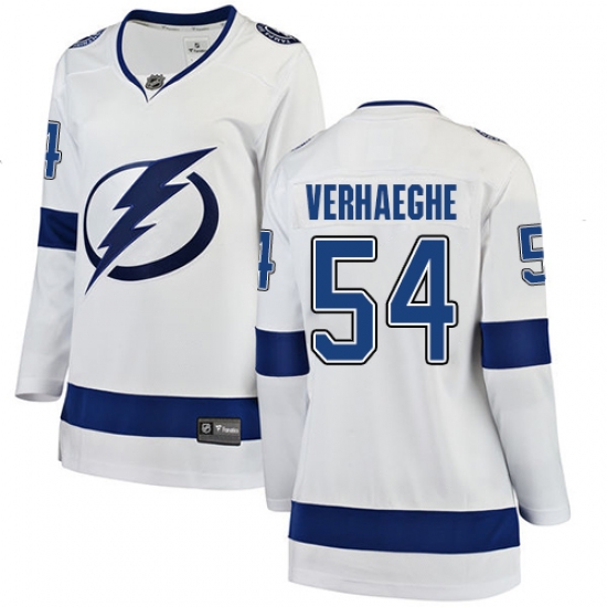 Women's Tampa Bay Lightning #54 Carter Verhaeghe Fanatics Branded White Away Breakaway NHL Jersey - Ujersey
