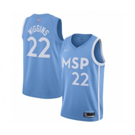 Women's Minnesota Timberwolves #22 Andrew Wiggins Swingman Blue Basketball Jersey - 2019 20 City Edition - Ujersey