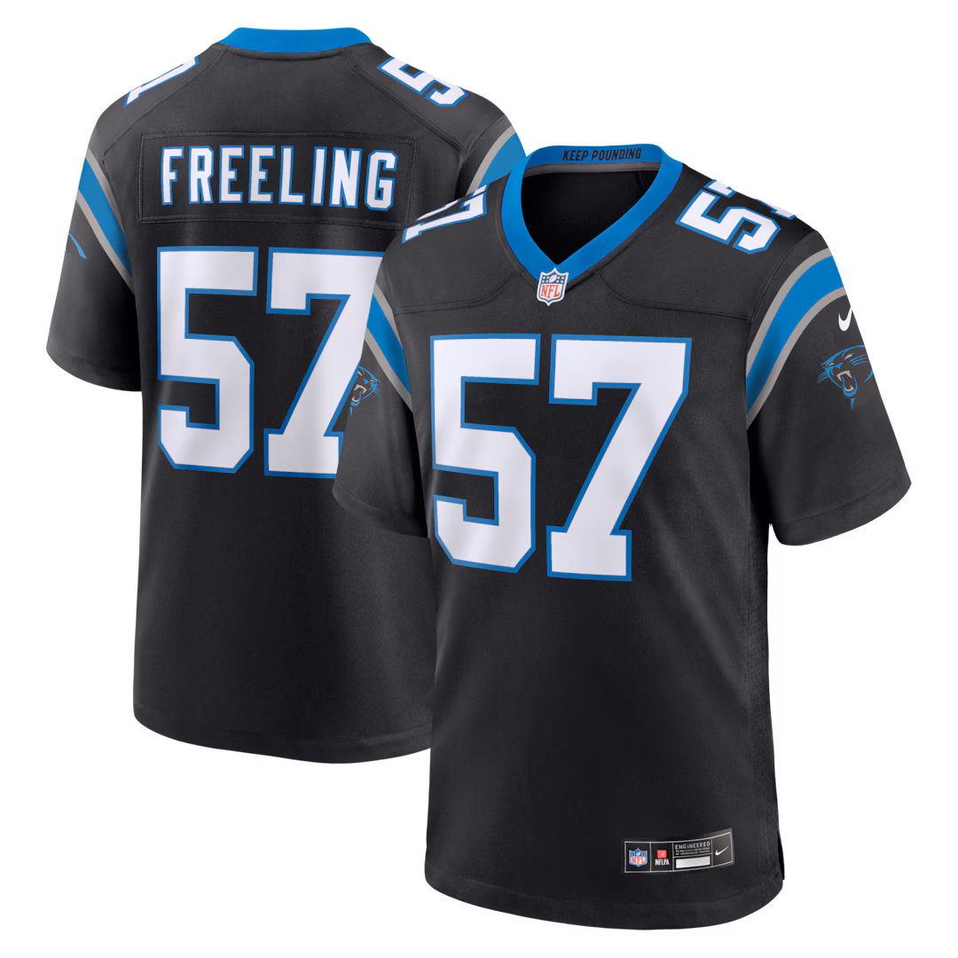 Men's Carolina Panthers Monroe Freeling Nike Black 2026 NFL Draft First Round Pick No. 19 Team Game Jersey