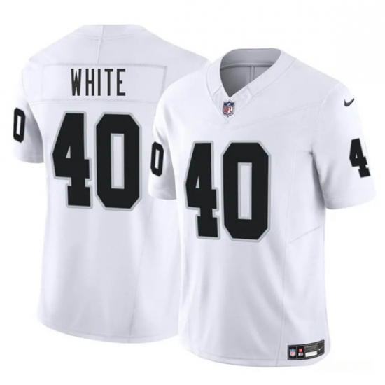 Men's Las Vegas Raiders #40 Devin White White 2025 F.U.S.E. Vapor Football Stitched Jersey - Ujersey