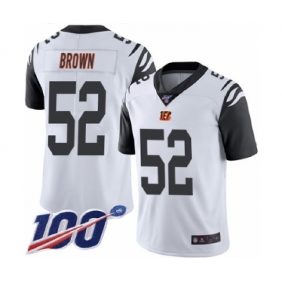 Men's Cincinnati Bengals #52 Preston Brown Limited White Rush Vapor Untouchable 100th Season Football Jersey - Ujersey