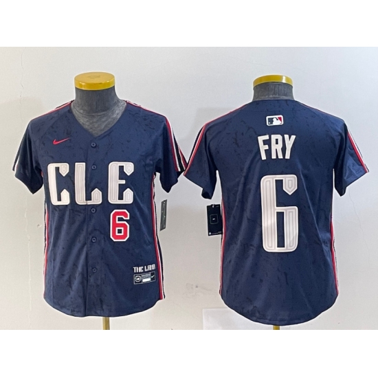 Youth Cleveland Guardians #6 David Fry Navy 2024 City Connect Limited Stitched Jerseys - Ujersey