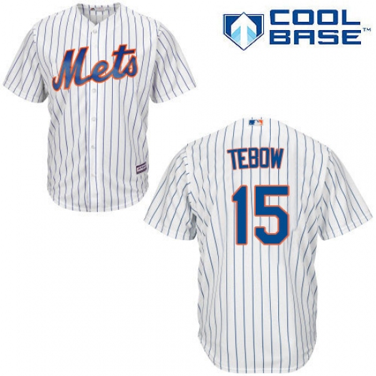 Youth Majestic New York Mets #15 Tim Tebow Authentic White Home Cool Base MLB Jersey - Ujersey