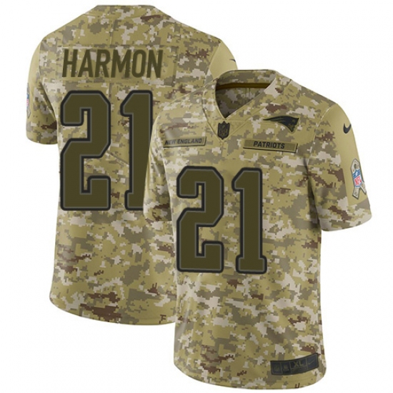Youth Nike New England Patriots #21 Duron Harmon Limited Camo 2018 Salute to Service NFL Jersey - Ujersey