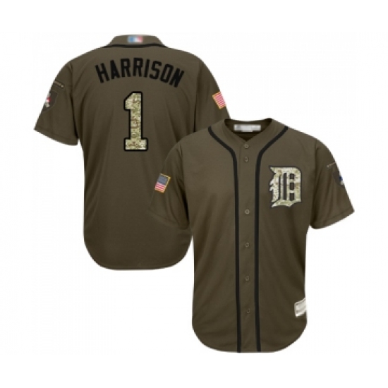 Men's Detroit Tigers #1 Josh Harrison Authentic Green Salute to Service Baseball Jersey - Ujersey
